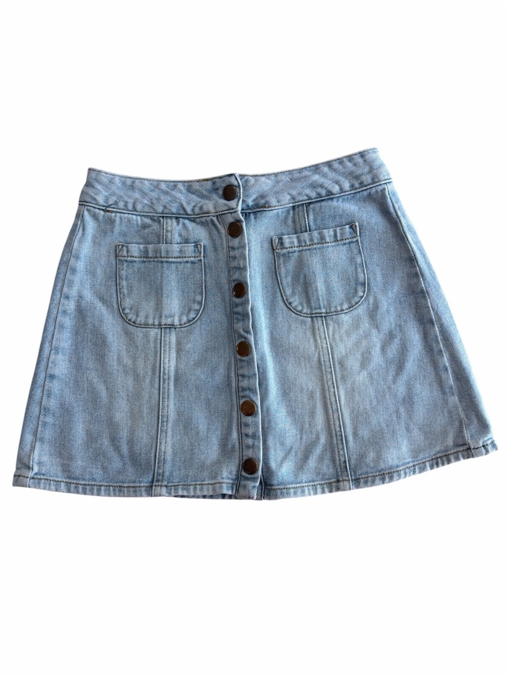 Brandy Melville Light Blue Denim Button-Front A-Line Skirt
